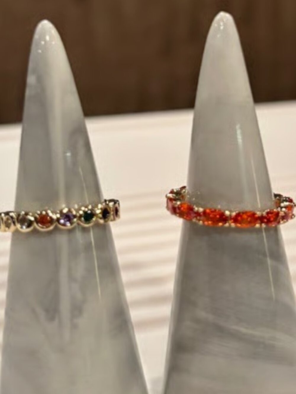Set of two size 8 rings- orange and multi color